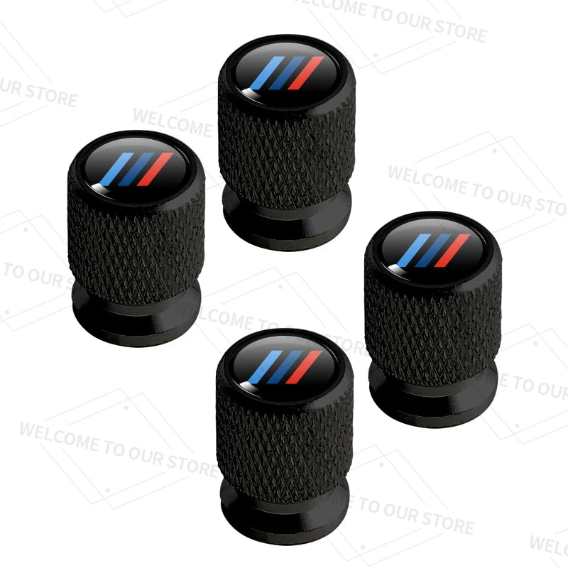 4 Piece Aluminium Valve Caps – Tricolour Sport Logo