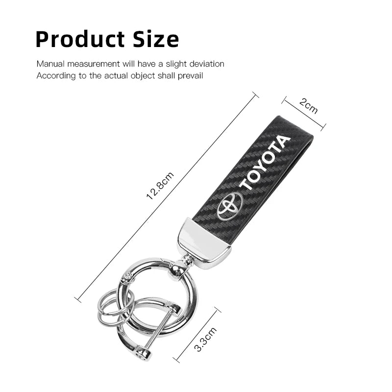 Toyota Carbon Fiber Leather Keychain For Multiple Models