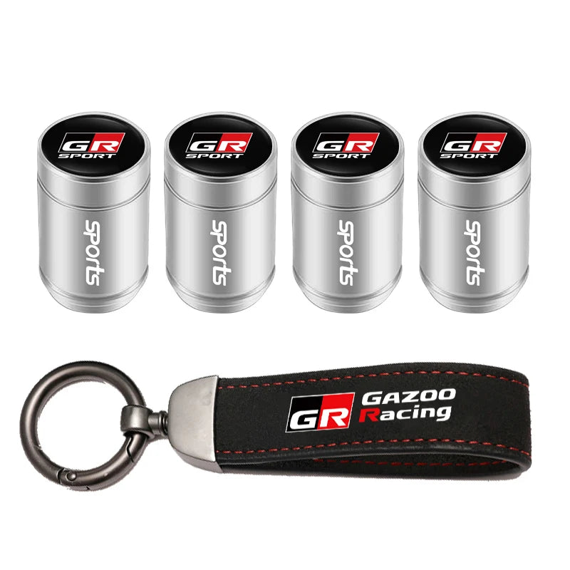 Toyota Tire Valve Caps and Key Chain for GR Corolla, Yaris, Aygo, Prius