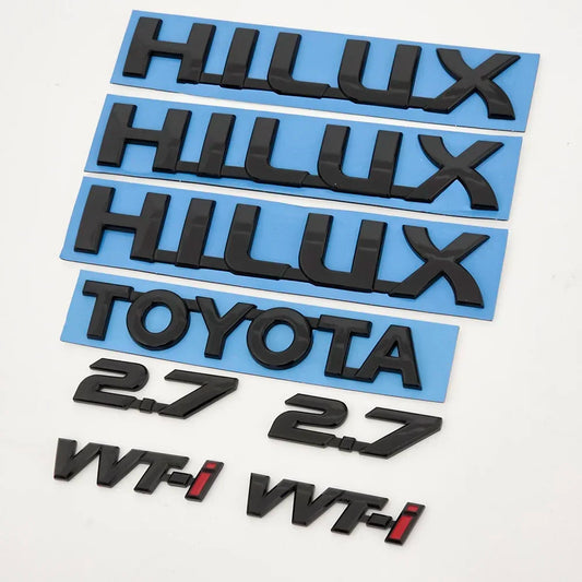 Toyota Hilux 2.7 VVT-i 3D Glossy Black Emblem Sticker Set For 2004-2025