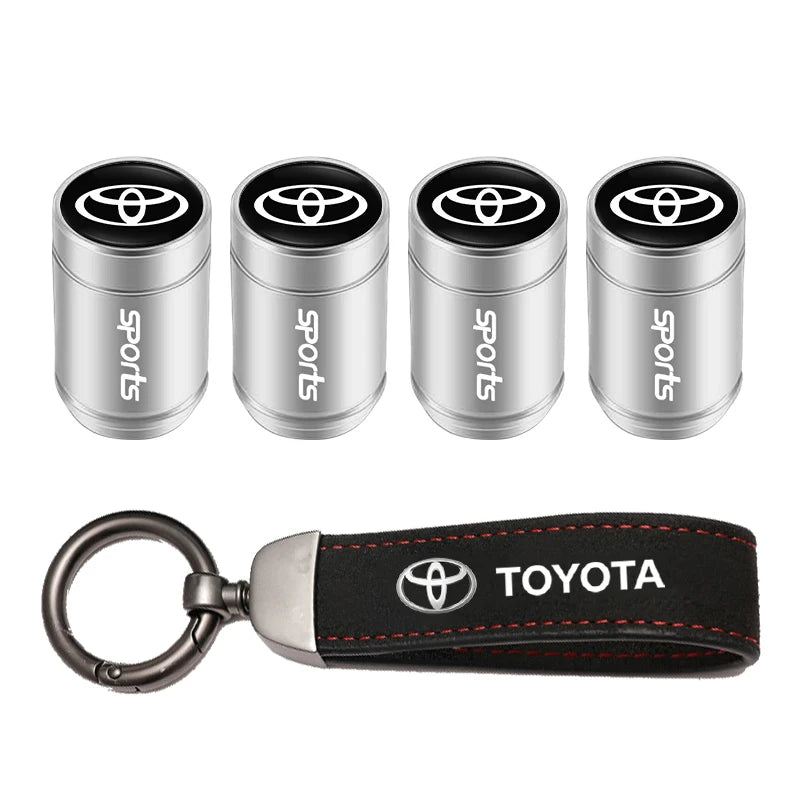 Toyota Tire Valve Caps and Key Chain for GR Corolla, Yaris, Aygo, Prius