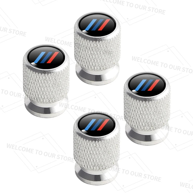 4 Piece Aluminium Valve Caps – Tricolour Sport Logo