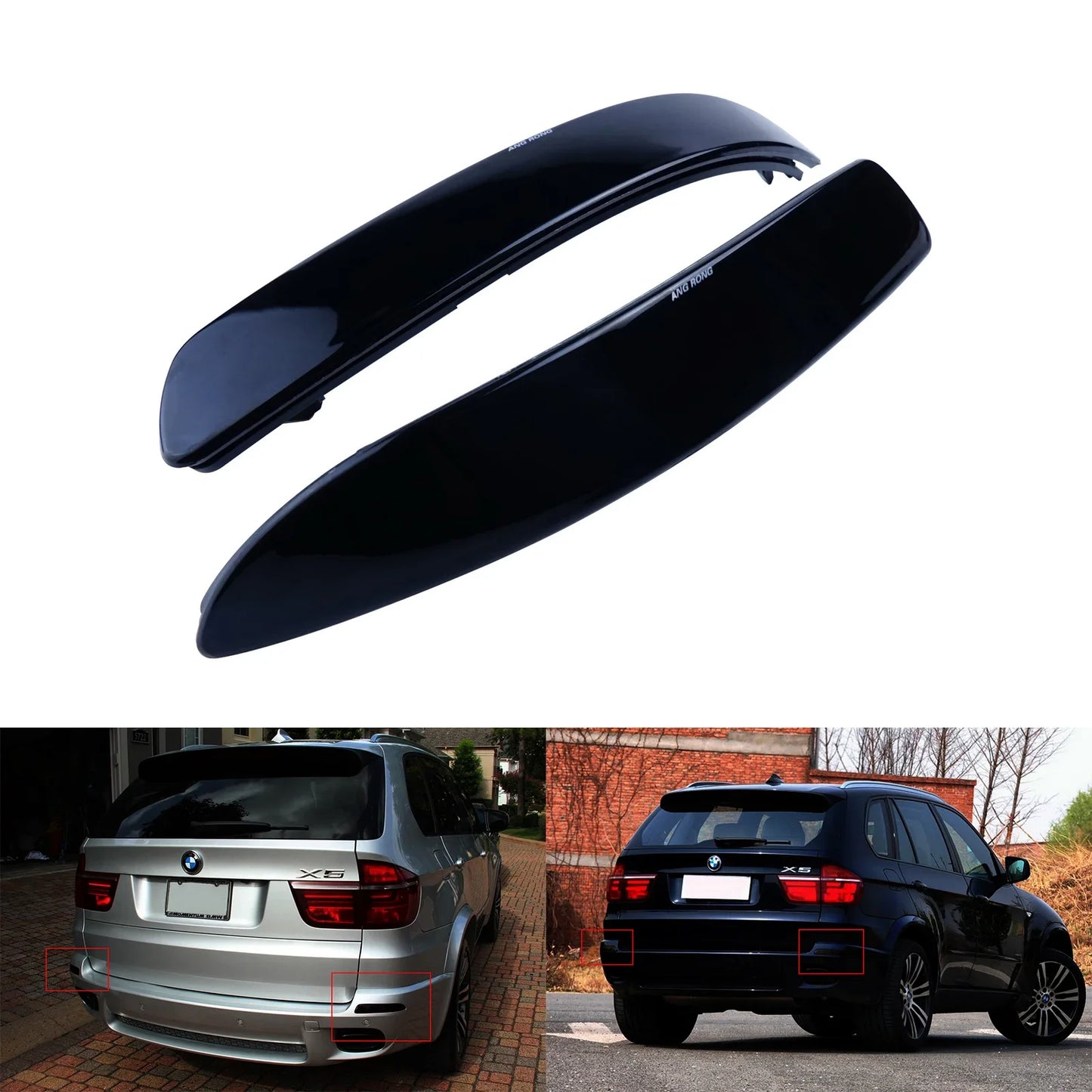 BMW X5 E70 Rear Bumper Reflector Pair – Black Smoked Lens