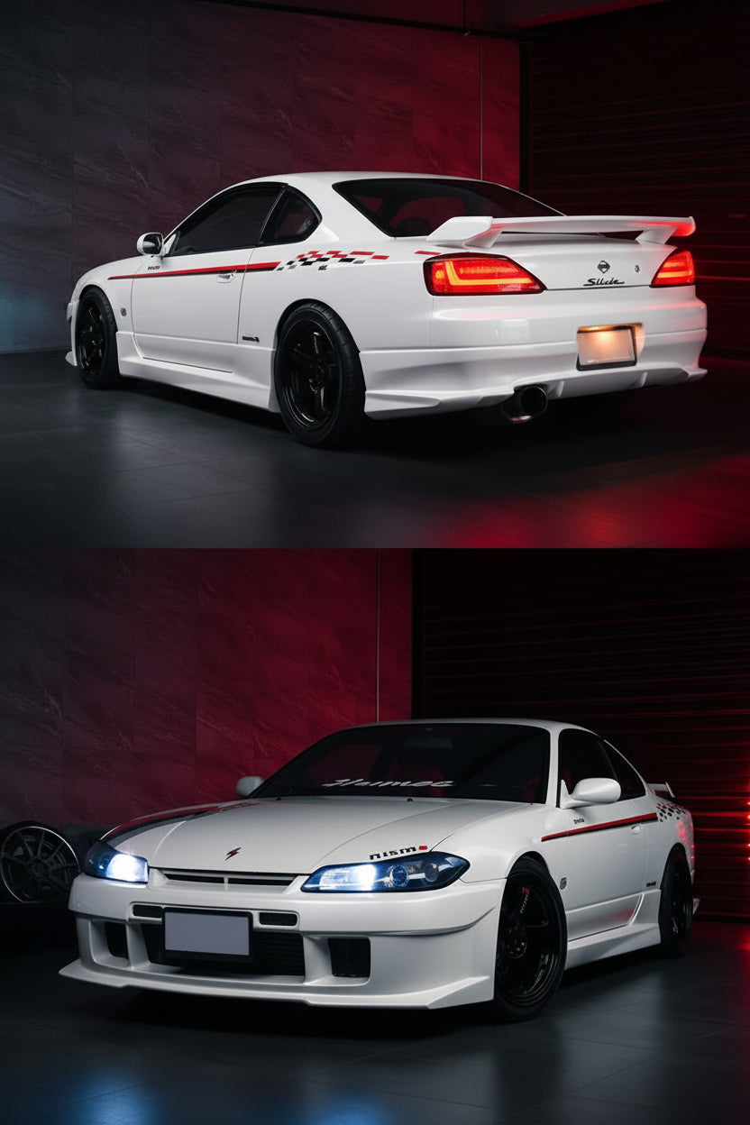 Body Stripe Vinyl Decal Kit – Nissan Silvia S15 | Red, Black & Grey