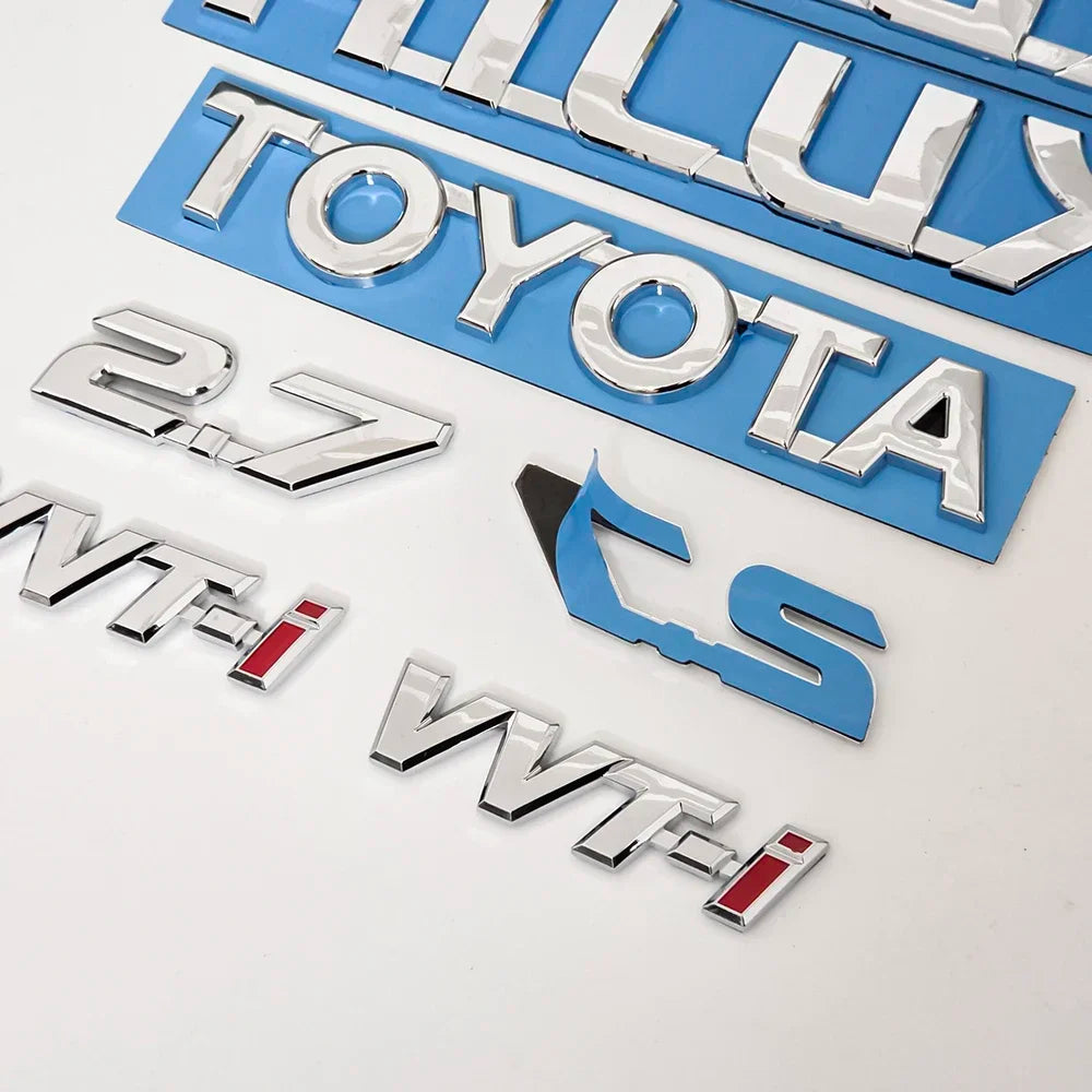 Toyota Hilux 2.7 VVT-i 3D Glossy Black Emblem Sticker Set For 2004-2025